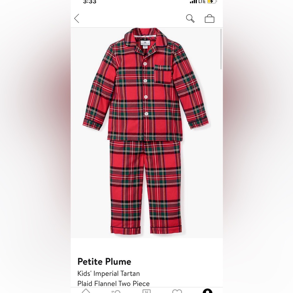 Petite Plume Plaid Flannel Two Piece PJ